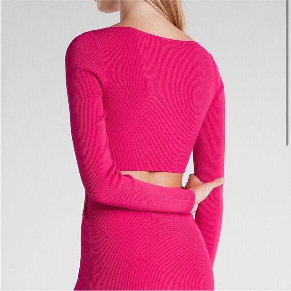 Express Body Contour Wrap Front Sweater Crop Top - Picture 2 of 6